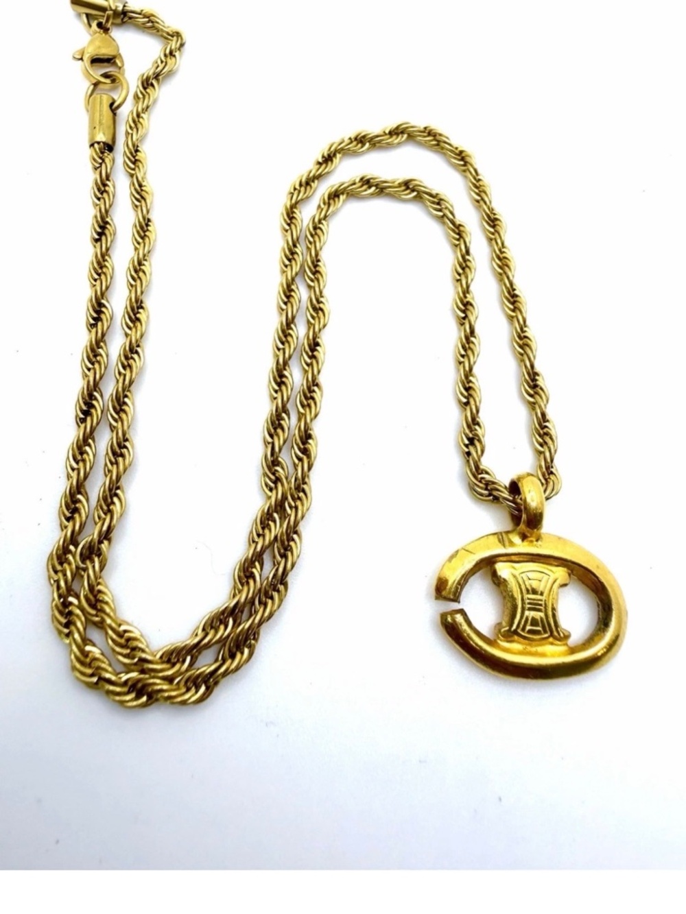 Celine Triomphe Necklace Gold plated Twist Chain French Geometric Modern Design
